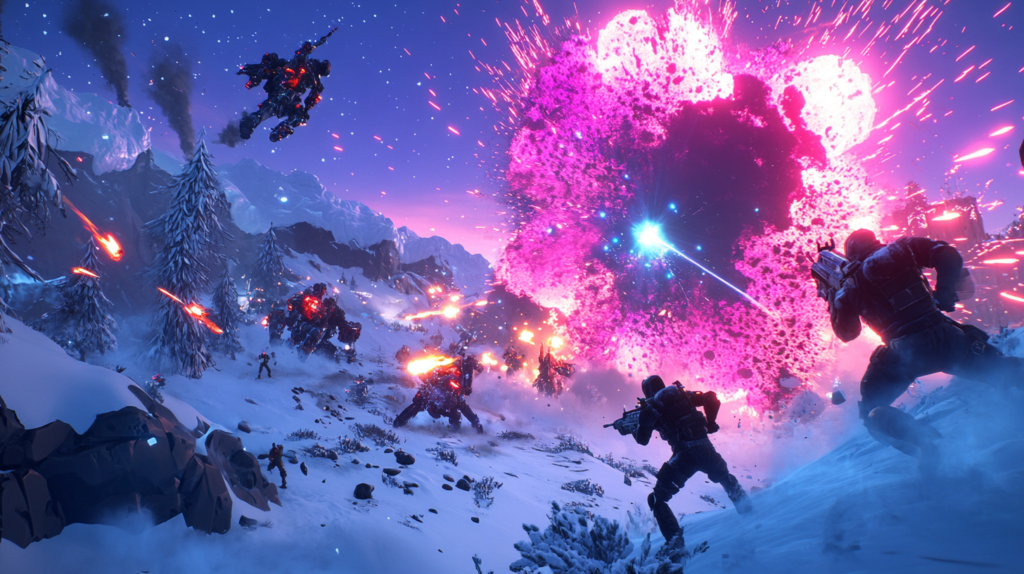 simondamgaard create an action packed Fortnite battle scene t b2ca3f3a c2d9 4ca8 a37e 23a121566979 3