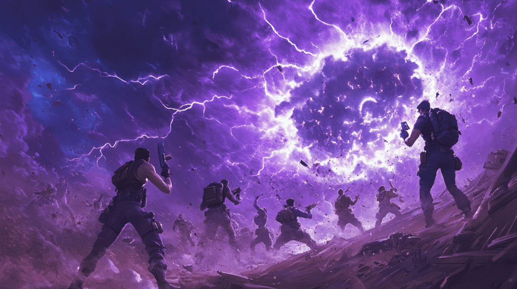 simondamgaard Illustrate a Fortnite endgame scenario where pl 30ac9836 a552 479b a554 84e40af2b205 1